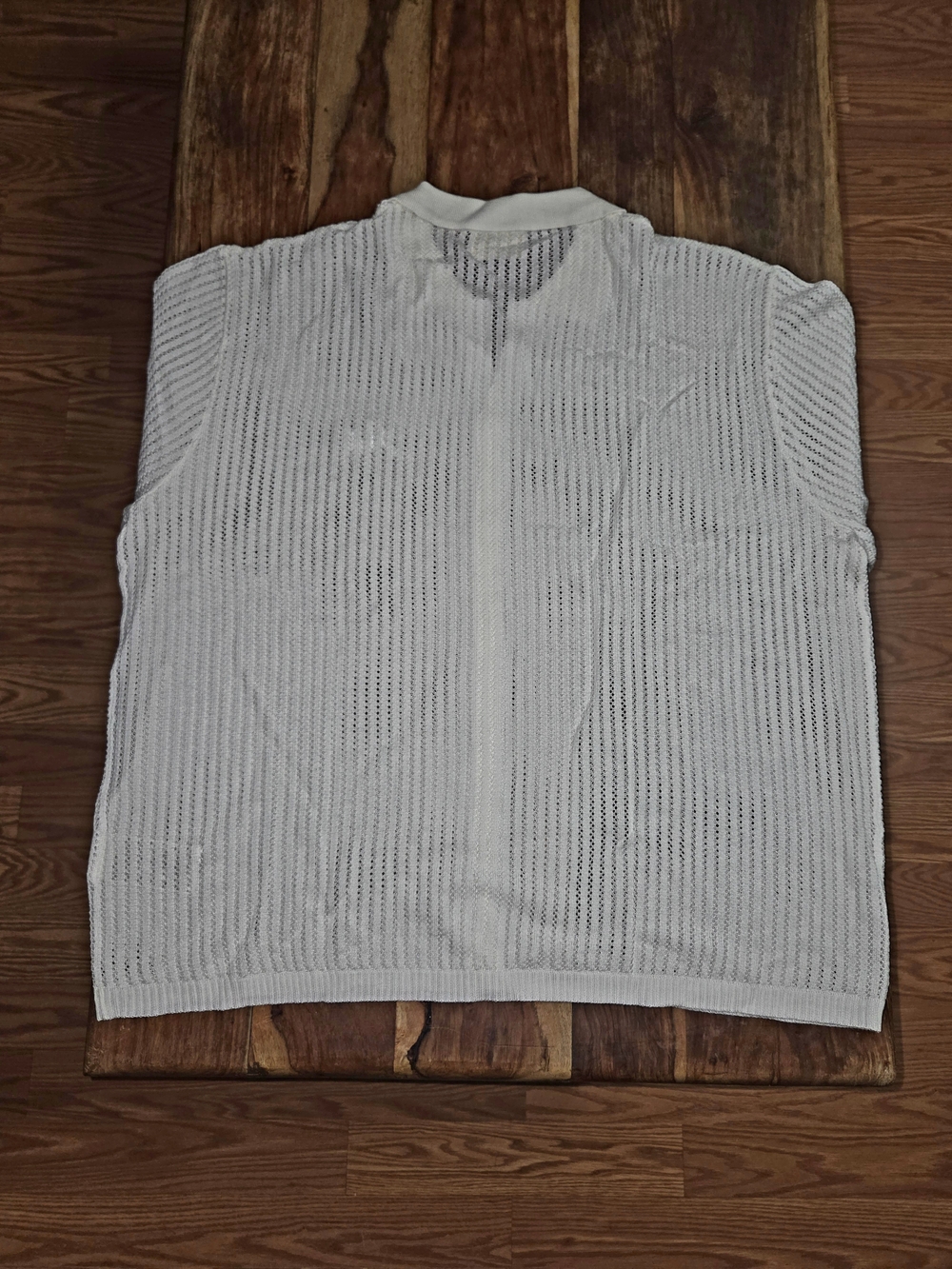 YoungLA White Open-Knit Short Sleeve Button-Down Shirt - Picture 5 of 6